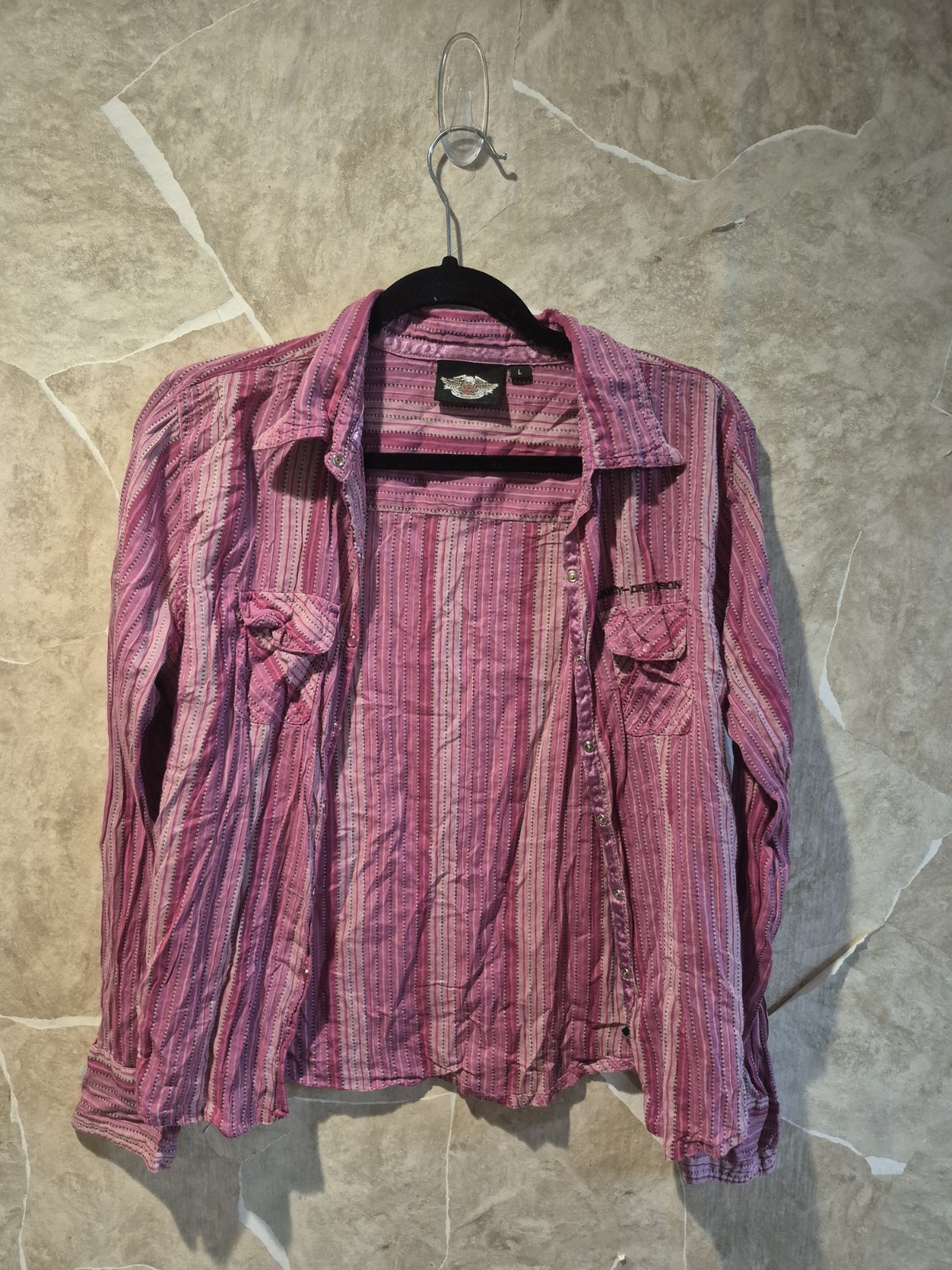 Harley-Davidson Pink Long Sleeve Button Up For Women