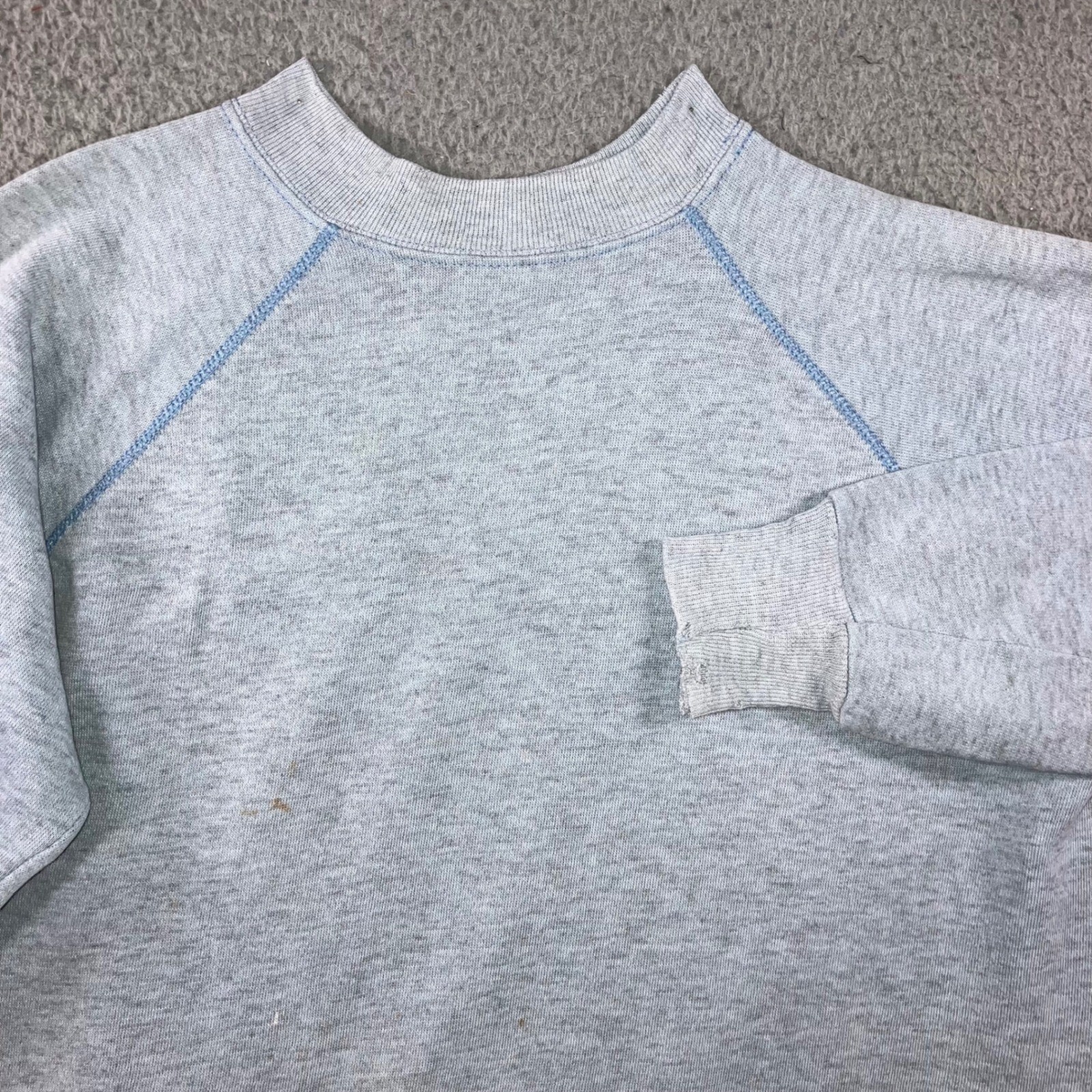 VTG 80s 90s Pannill Sweatshirt XL Light Blue Blank Crewneck Made in USA Thrashed