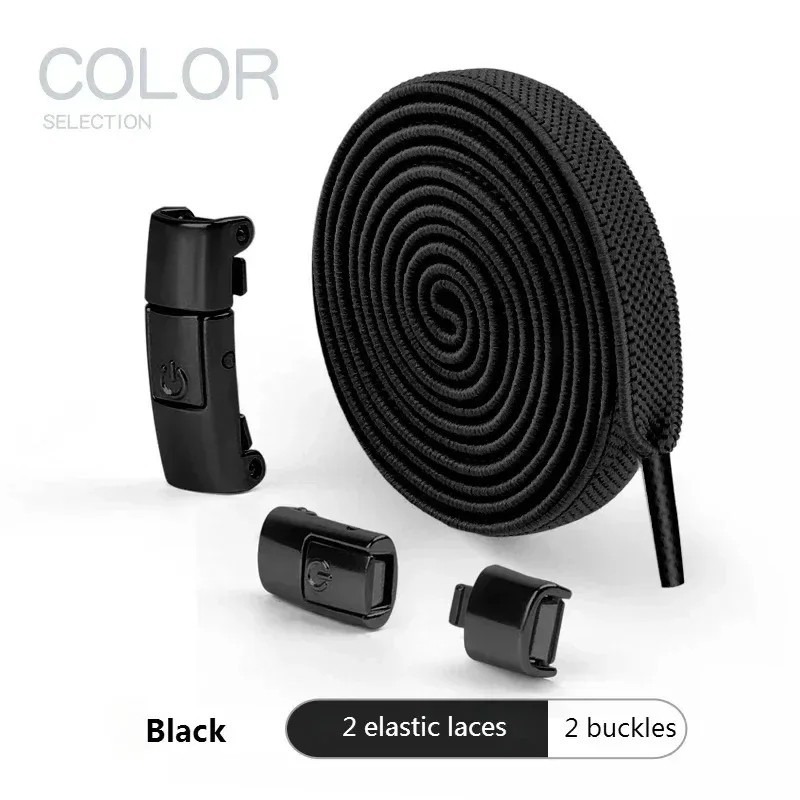 8MM No Tie Elastic Shoe Laces Press Lock Widened Flat Sneaker US