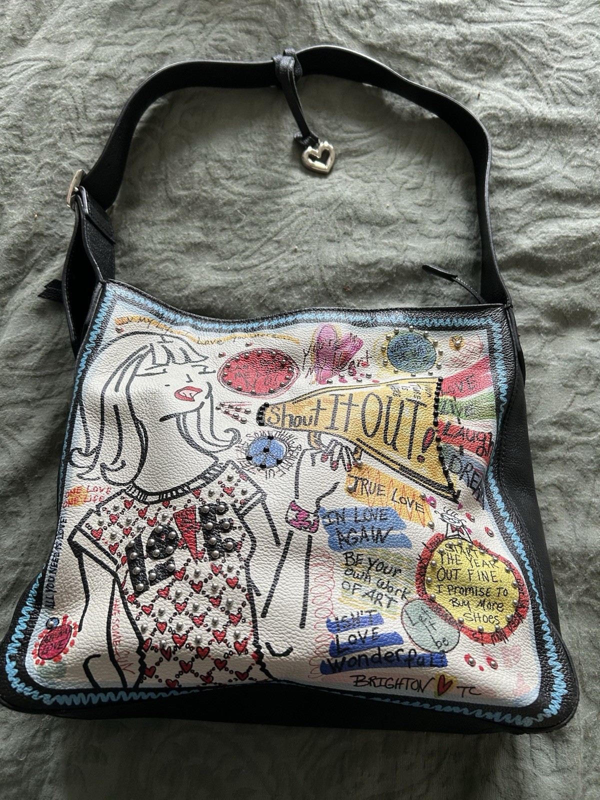 Brighton Tom Clancy “Shout It Out” Shoulder Bag Graffiti Design Multiple Pockets