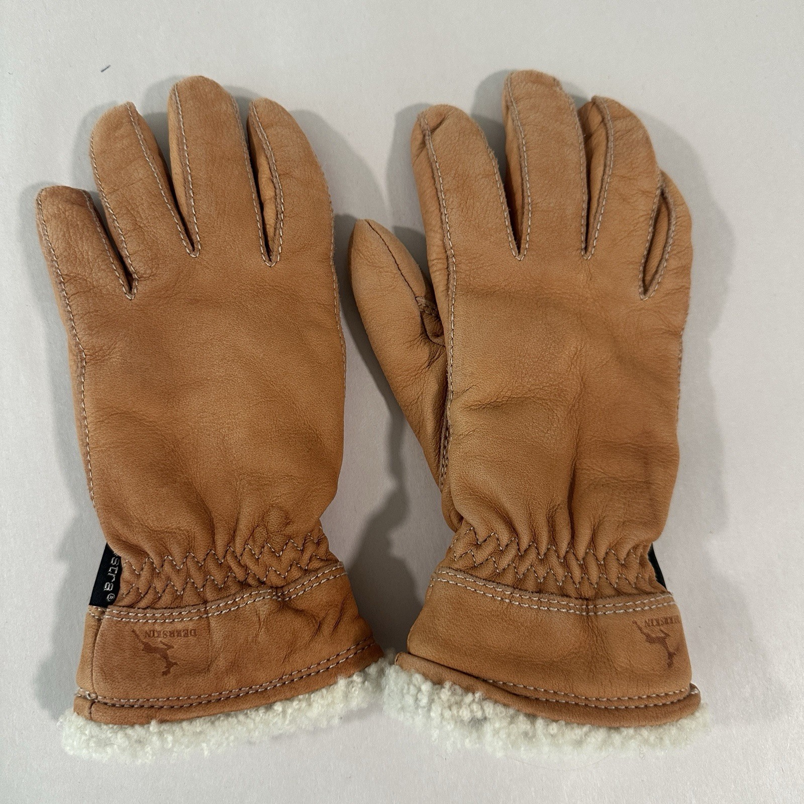 Hestra Deerskin Primaloft Gloves Women 7 Tan Deerskin Lamb Fur