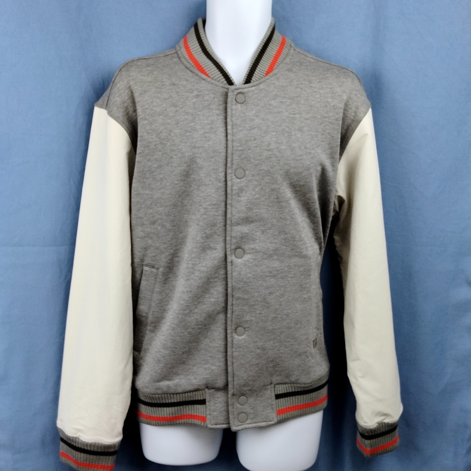 Wilson Varsity Jacket  NWT Style M Central Gray Tan Red Black Men\'s Size Medium