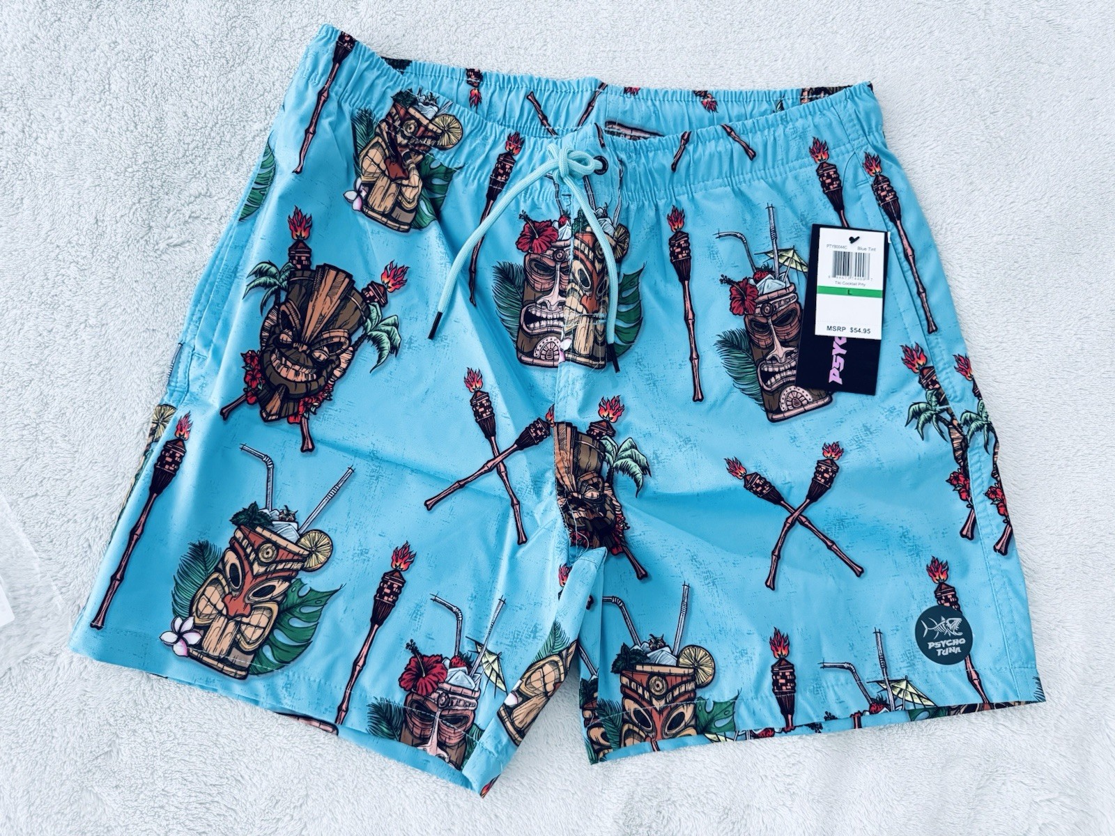 Psycho Tuna Mens Tiki Cocktail Prty Swim Shorts Trunks Size Large  NWT