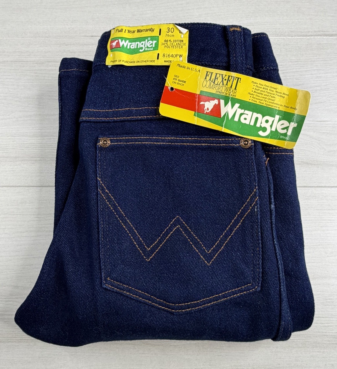 Vtg Wrangler 81640PW Jeans Bootcut Slim Fit Ideal Zip 70s USA Made 28x34 NWT