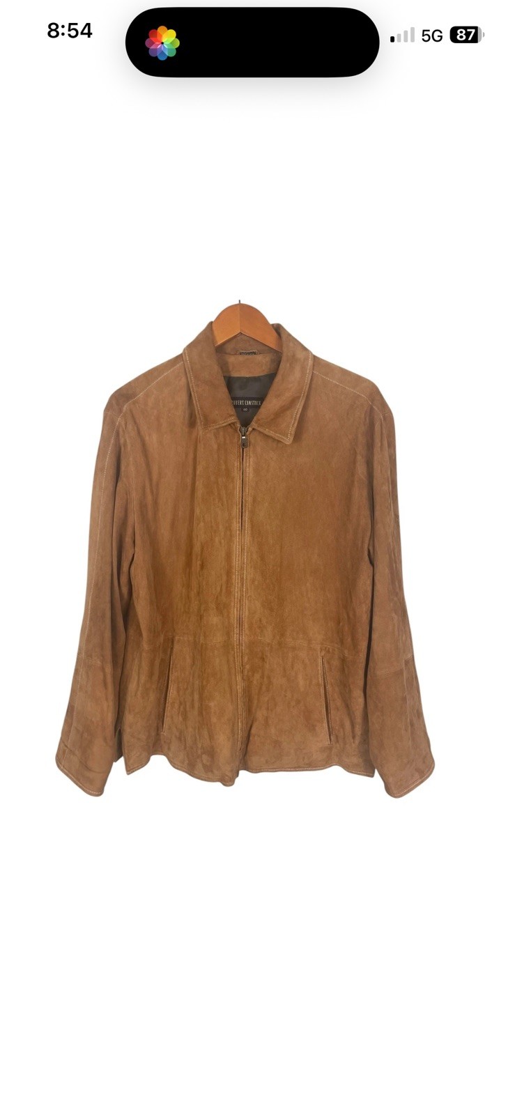 Vintage Robert Comstock Men\'s Suede Full Zip Jacket Size 44 Tan Brown