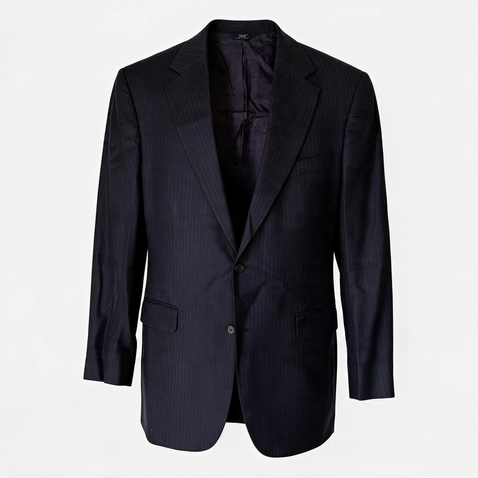 Brooks Brothers 346 Men’s Black Herringbone Wool Stretch 2-Button Blazer 42L