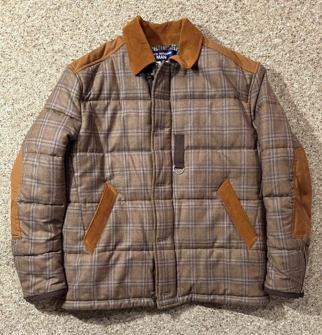 Men’s Junya Watanabe MAN Comme De Garçon Wool Plaid Puffer Jacket. Size XL.
