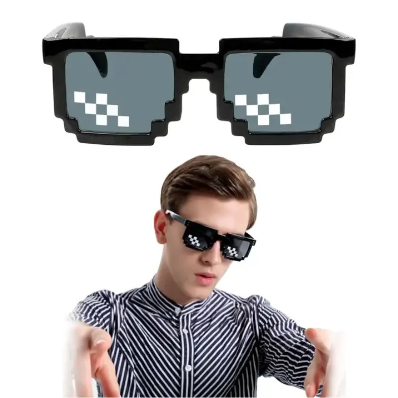 Mosaic Sunglasses 2-Pack Black | Retro Pixelated Glasses Unisex Funny Festival