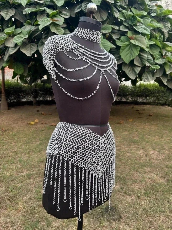 Aluminum Chainmail Top With Skirt- Women\'s Medieval LARP Cosplay,full Set Women