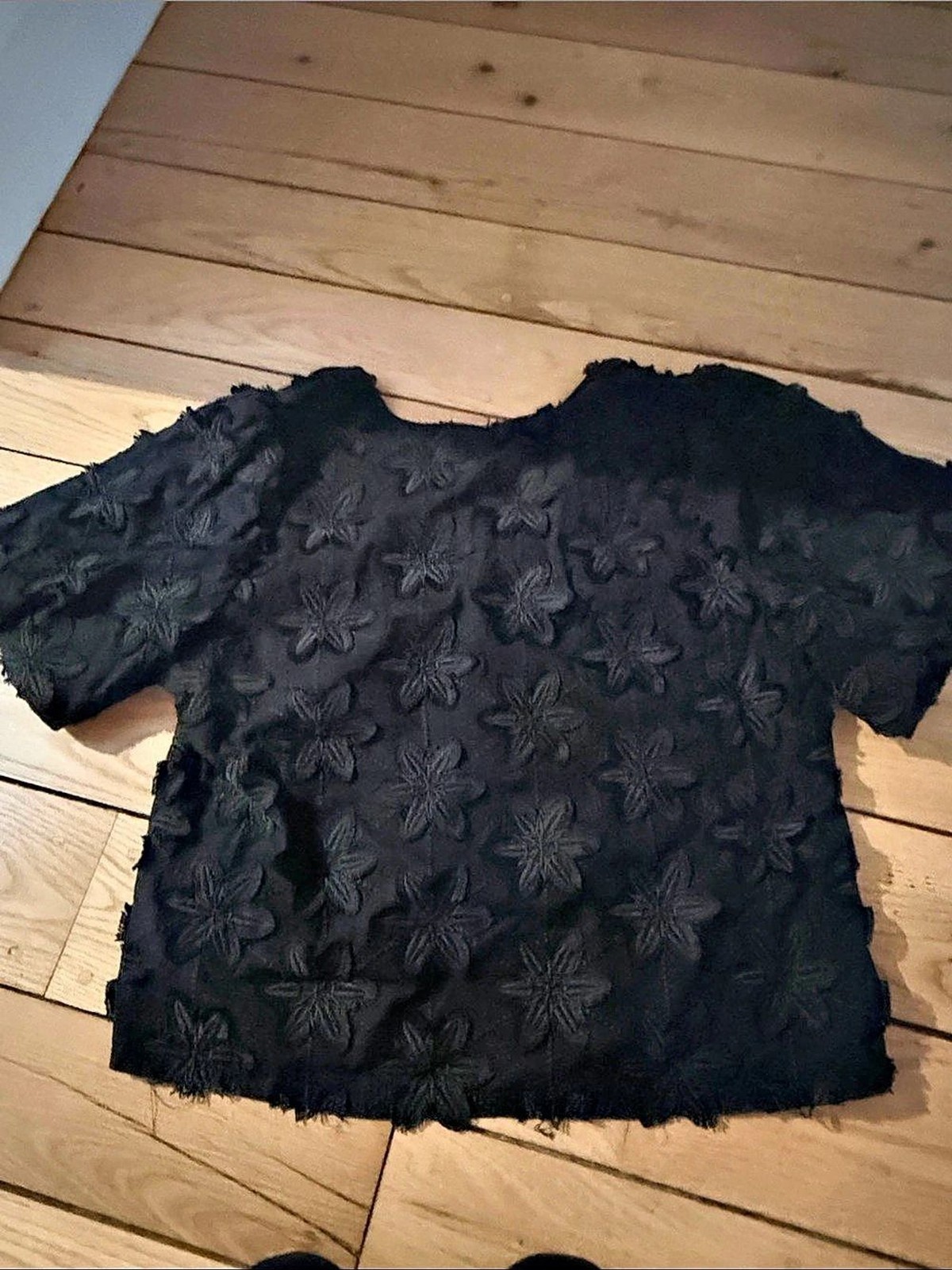Boden Floral Puff Sleeve Top Black Size XL (18)