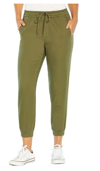 Gap Women\'s Elastic Waistband Twill Jogger Pants With Pockets  Color: Clover