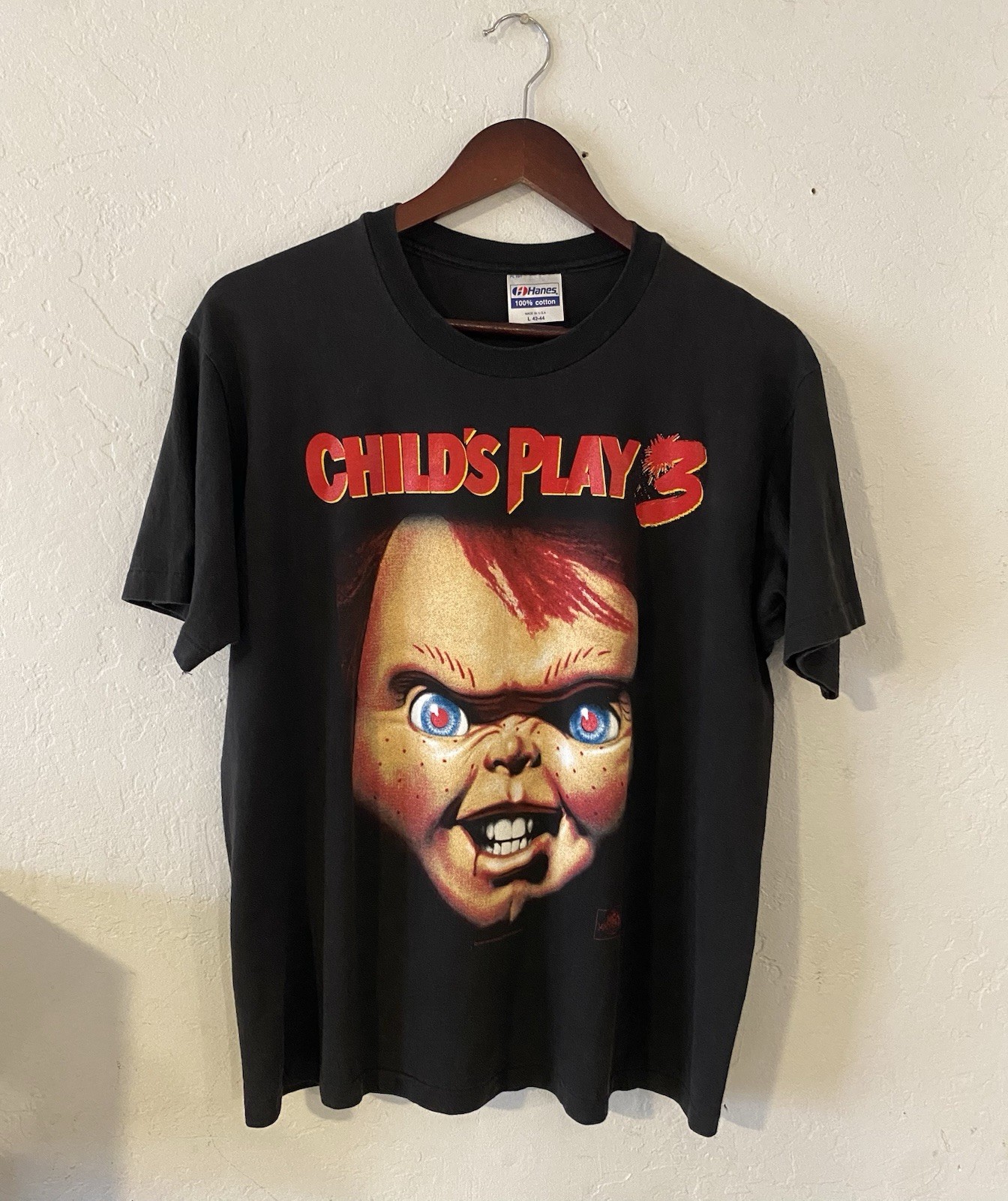 Vintage 90s Chucky Child’s Play 3 Rare Big Face Horror Movie Promo Large T Shirt
