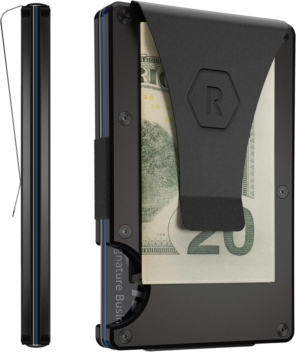New The Ridge Minimalist Card Holder Aluminum Wallet Money Clip, Royal Black