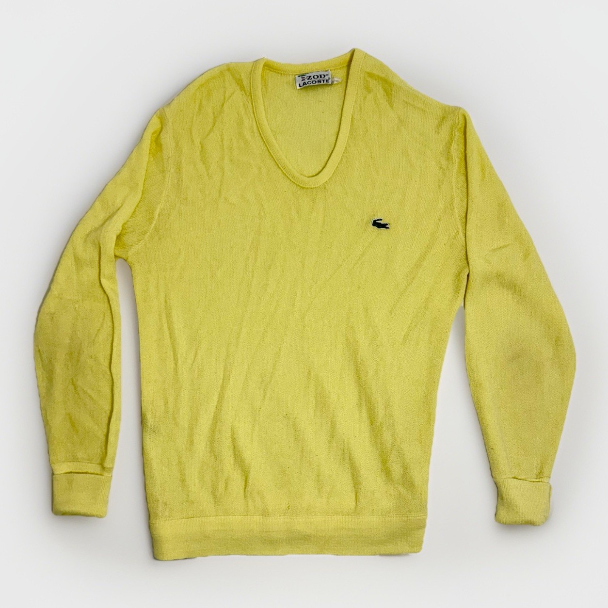 Vintage 60s Izod Lacoste Sweater Men’s Medium Yellow Orlon Acrylic Pullover