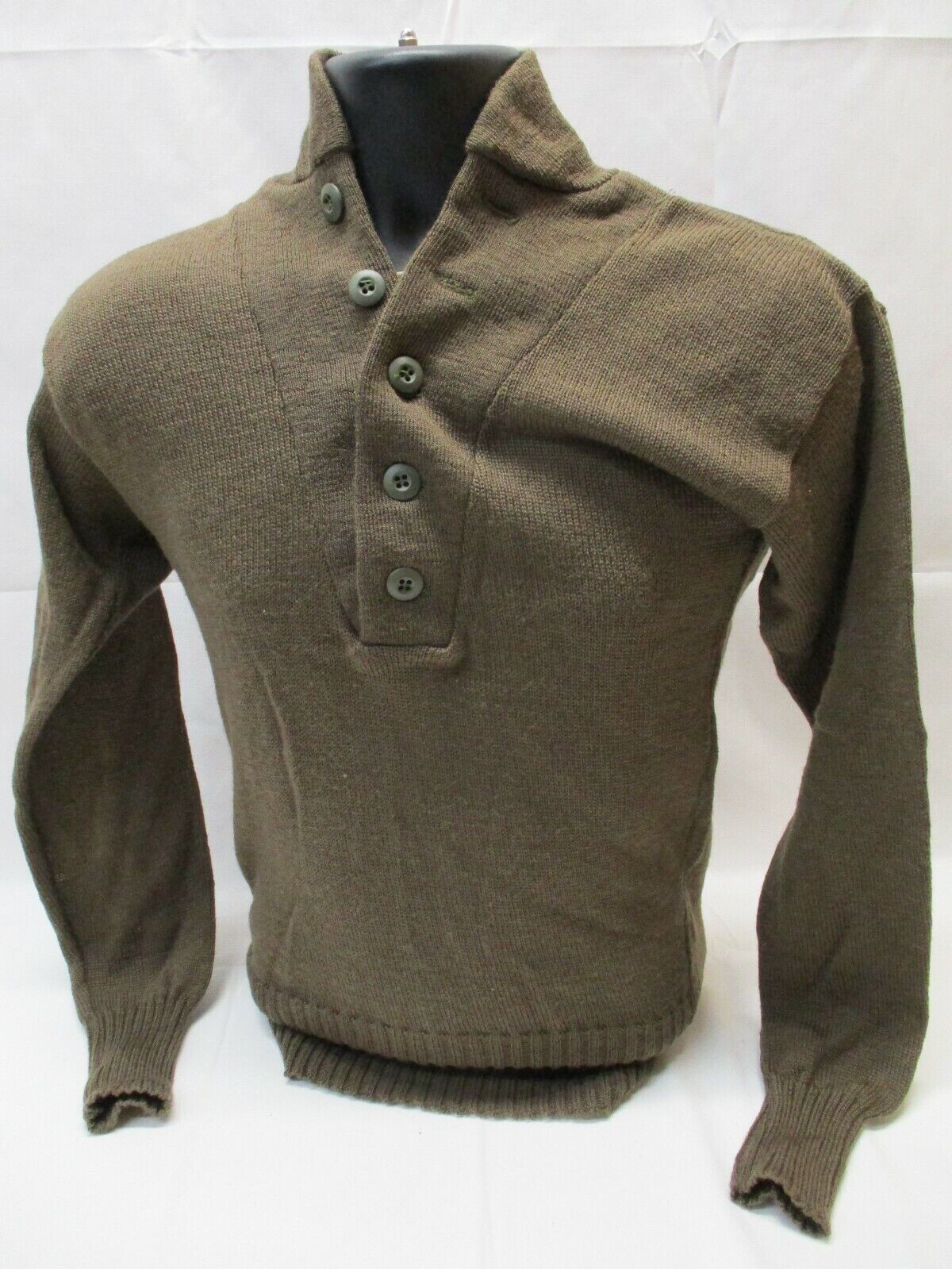 New Genuine USGI Military 100% Wool Army Jeep Sweater OD (Brown) 5 Button-Small*