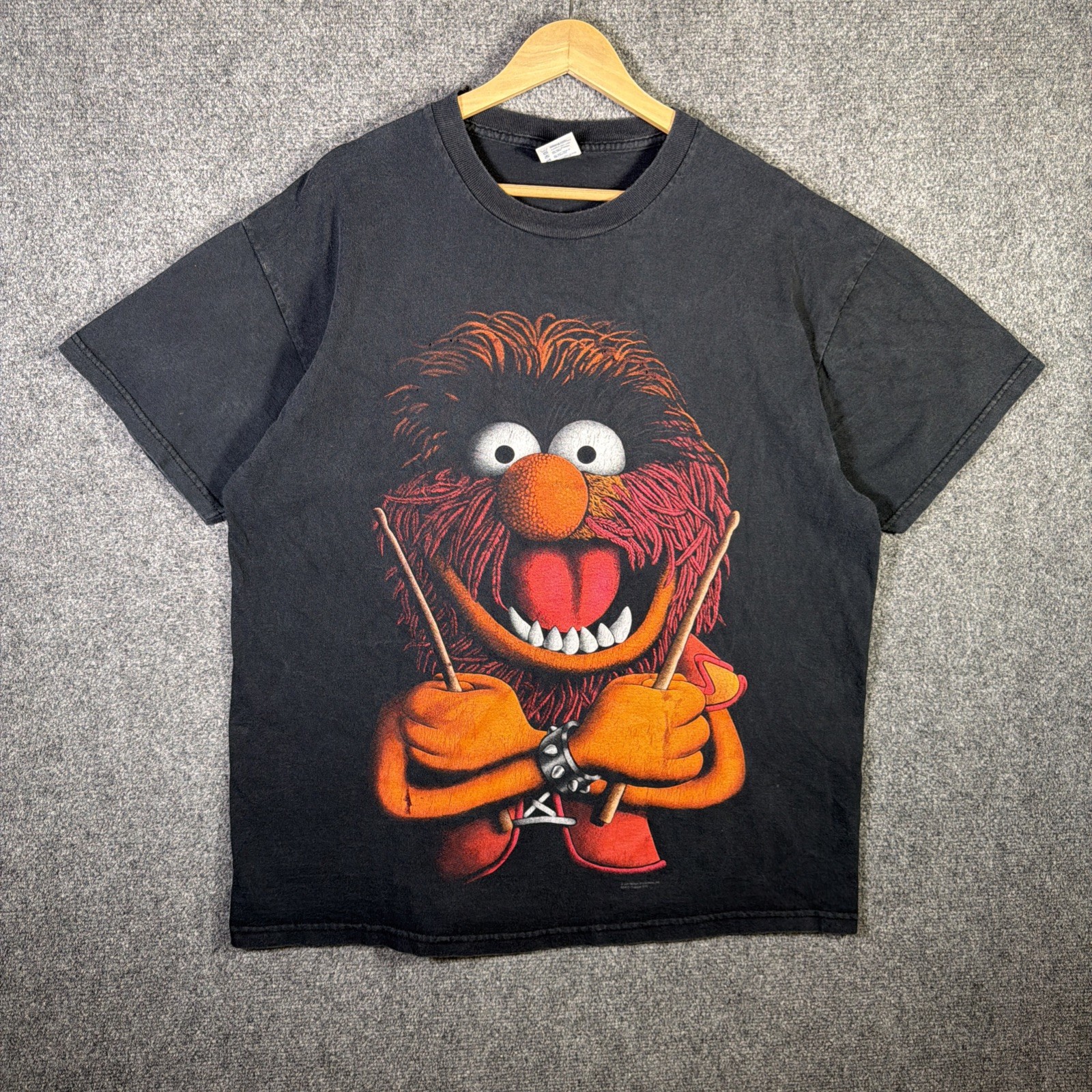 Vintage Sesame Street Shirt Mens XL Black 90s Animal Shadow Jim Henson Art USA