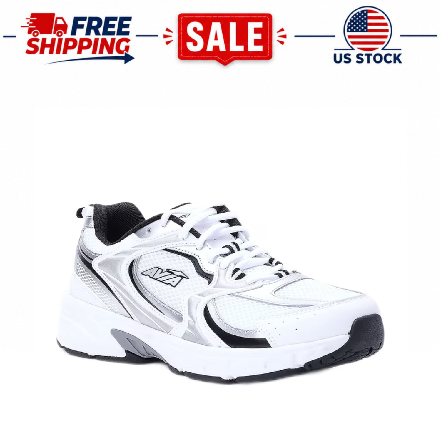 Avia Men's 5000 Performance Sneakers, White, Walking, Running Shoes
