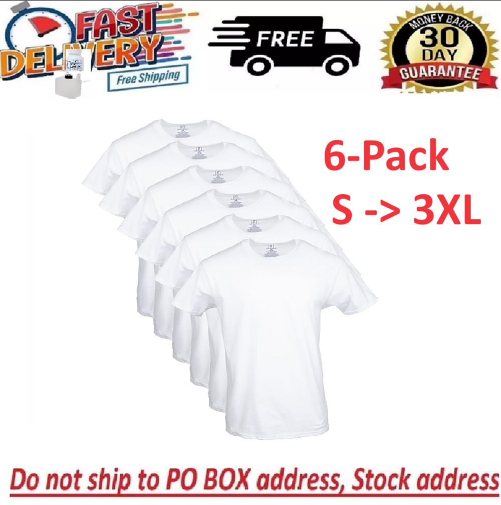 George Men\'s ultra soft Crew T-shirts , 6-Pack Size FROM S To 3XL