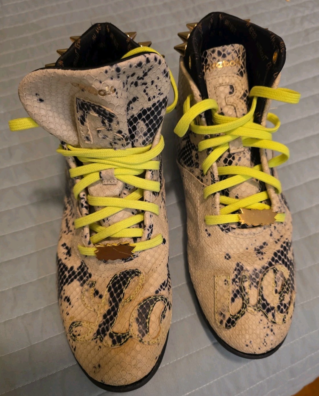 Reebok Melody Ehsani Betwixt Mid Love Snakeskin Spiked Sneakers Womens Size 8