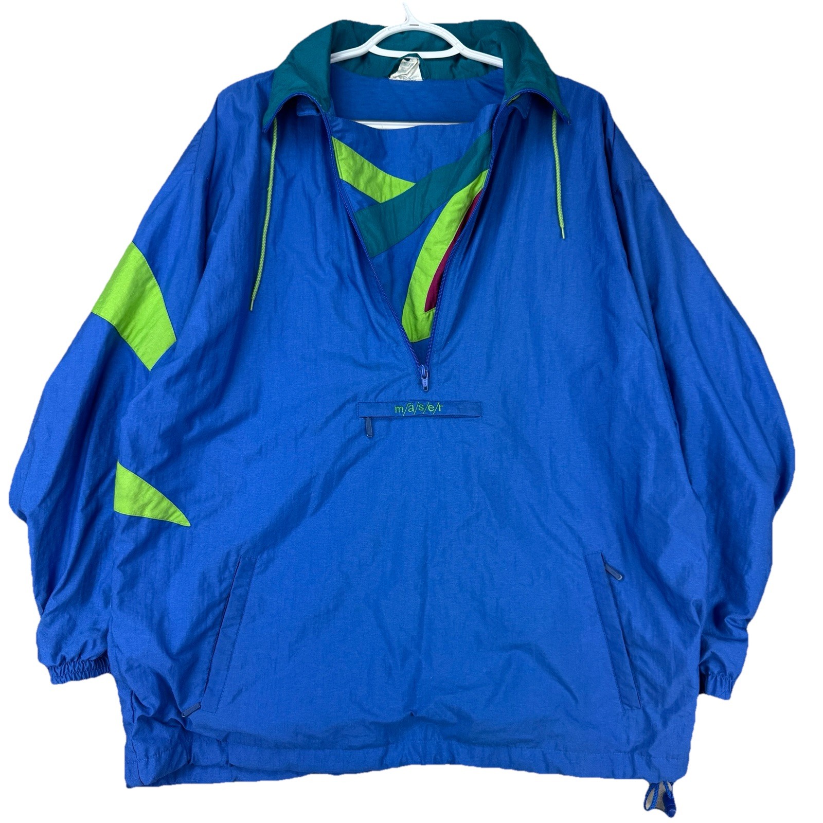 Vtg 90s Máser Windbreaker Pullover Jacket Ski Surf Snow Retro Y2K Track Shell