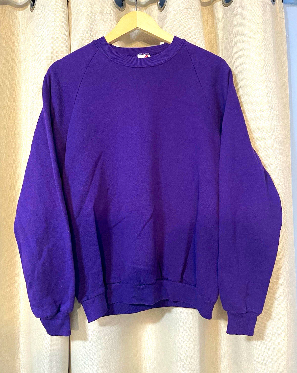 Vintage JERZEES Purple Solid Fleece Crewneck Sweatshirt Men\'s Size Large