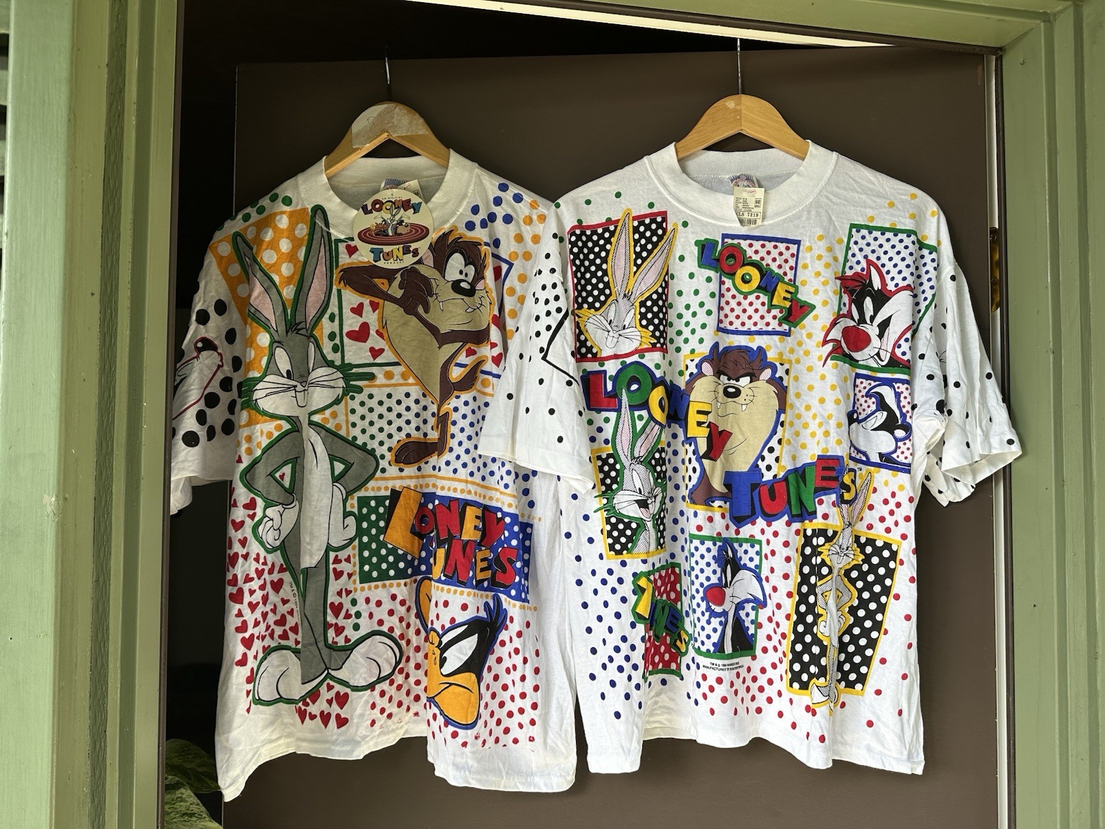 Bundle of (2) Deadstock 1994 Looney Tunes AOP Single Stitch USA Made T Shirt