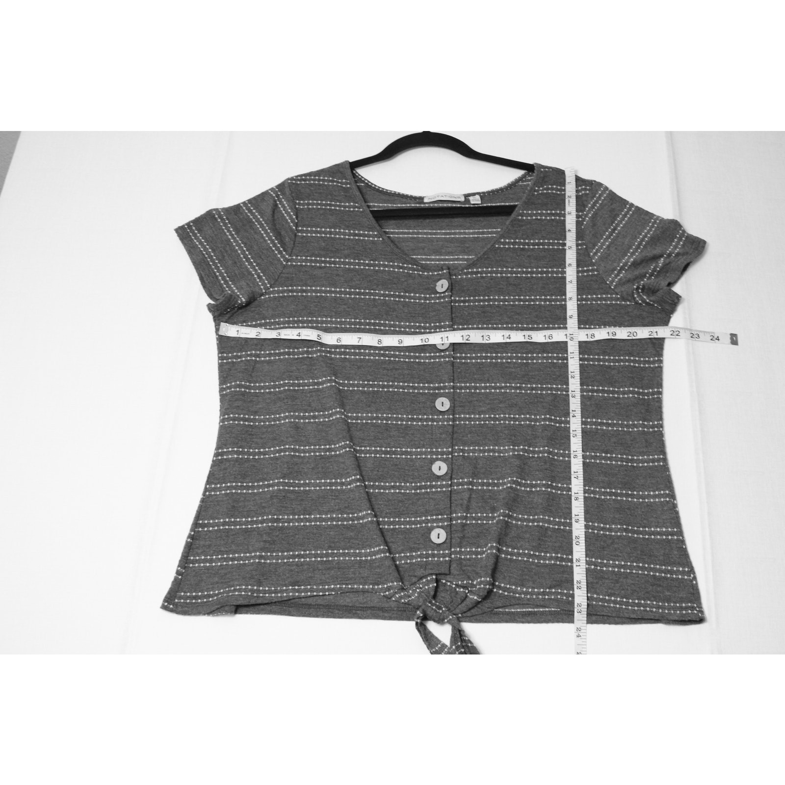 Notations top, women\'s, XL, grey with white stripe, casual, loungewear
