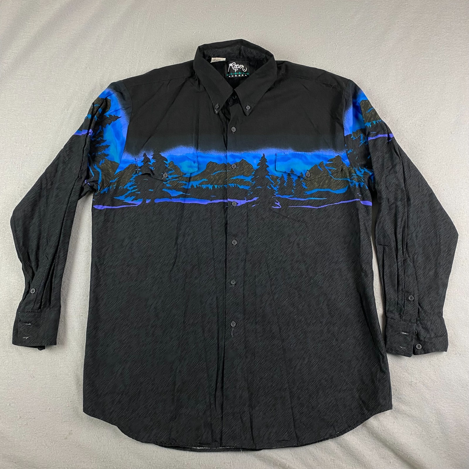 Vintage Roper Border Shirt Mens XL Western Cowboy Rodeo Horse USA Button Up