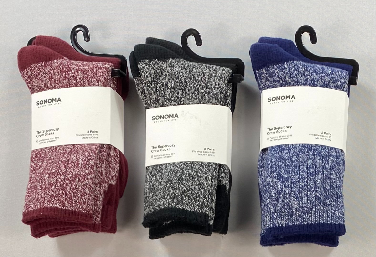 Women\'s Sonoma Supercozy Crew Boot Socks 3 Packs-6 Pair Total Size 5-10