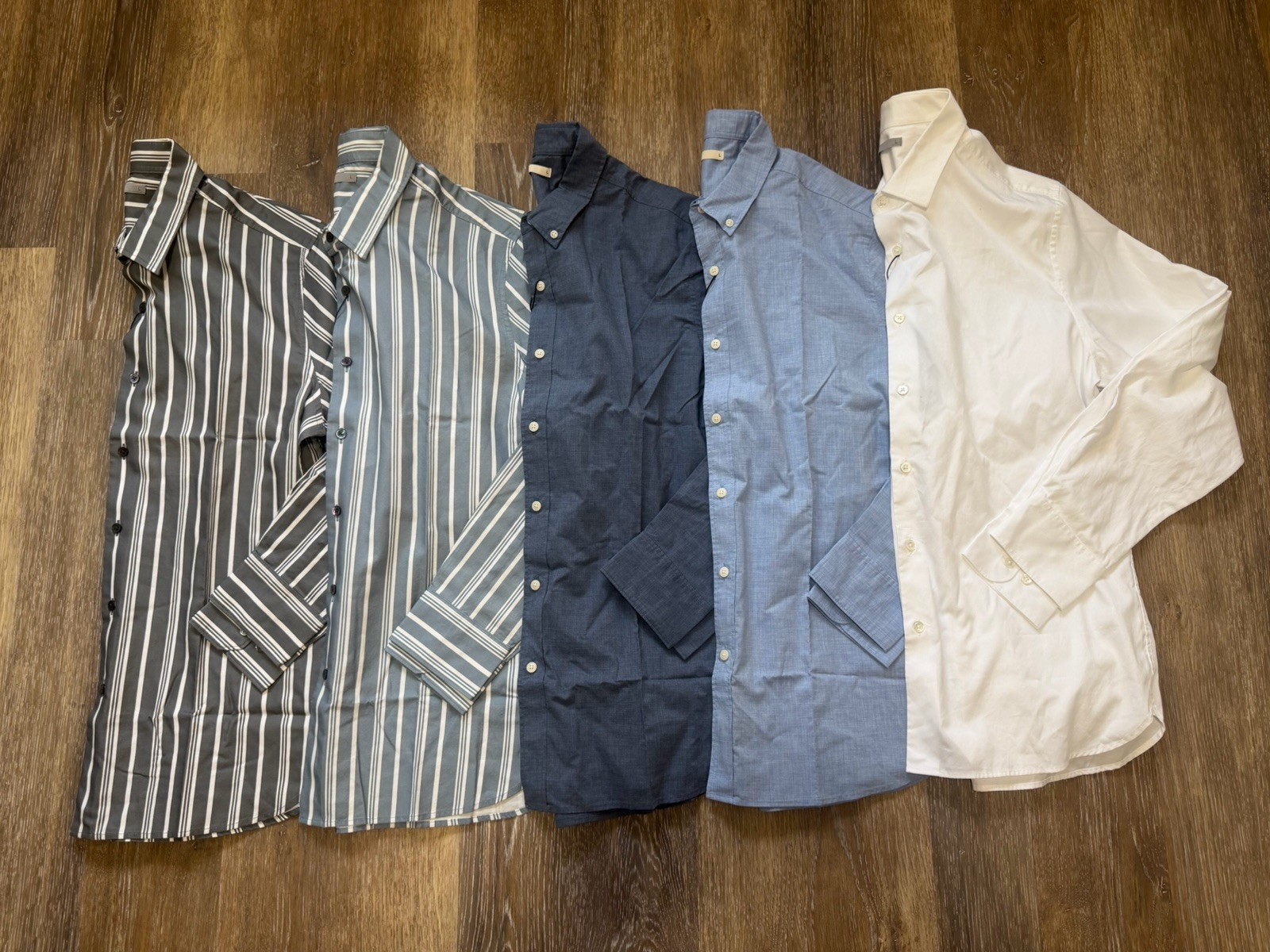 Men’s Cotton Collared Shirts, Size Large, Lot Of 5 Woven Shirts Dress Shirts New