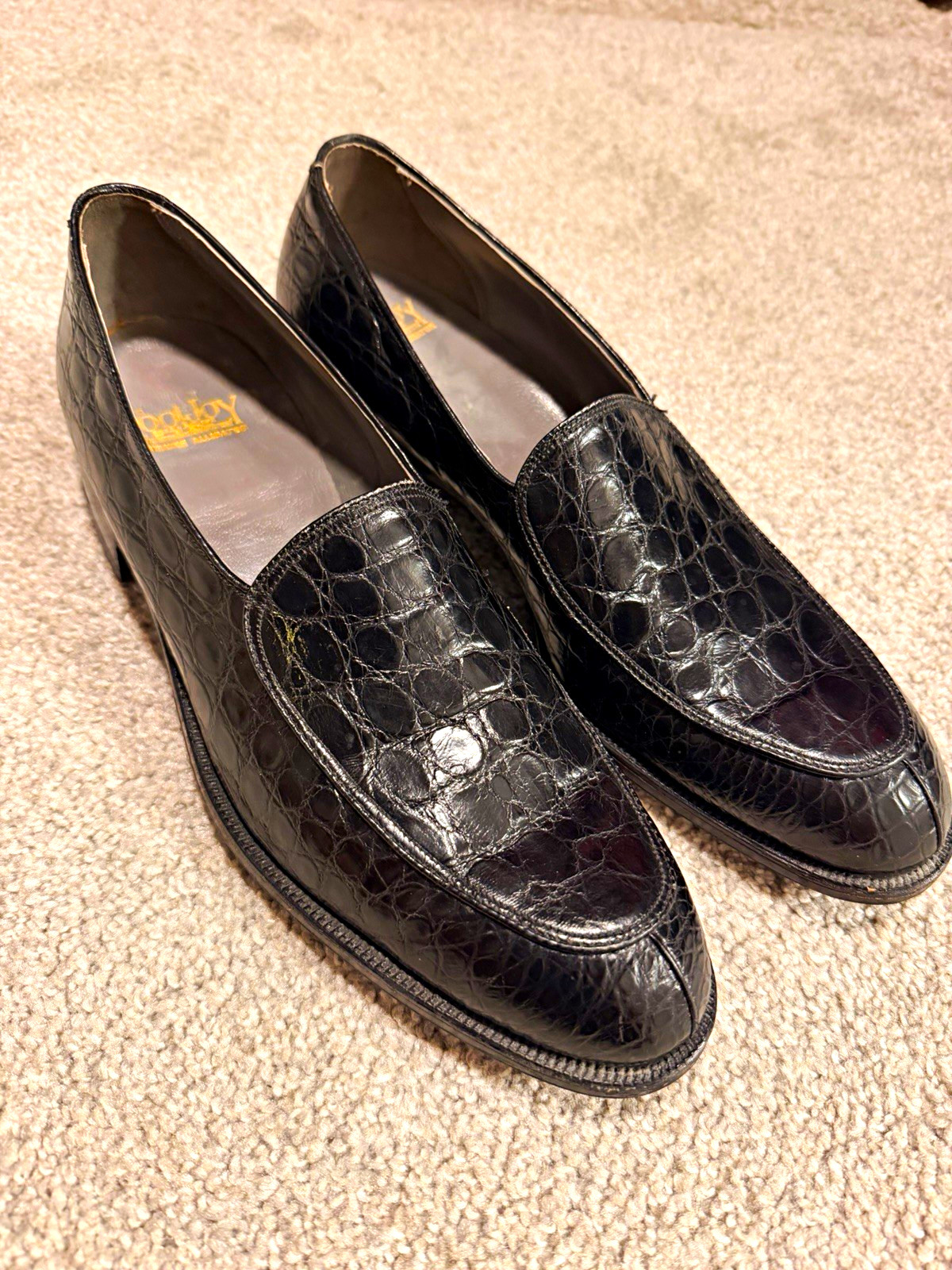 Vintage FootJoy Men\'s Black Genuine Alligator Loafers 11 AA (Narrow)