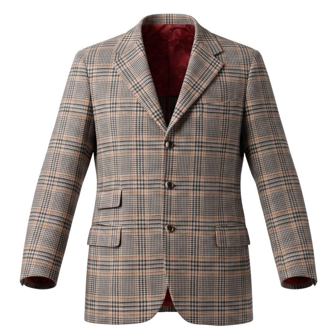 Vintage William Yu Bespoke Plaid Blazer Custom Handmade Hong Kong (Fits ~42R/44R