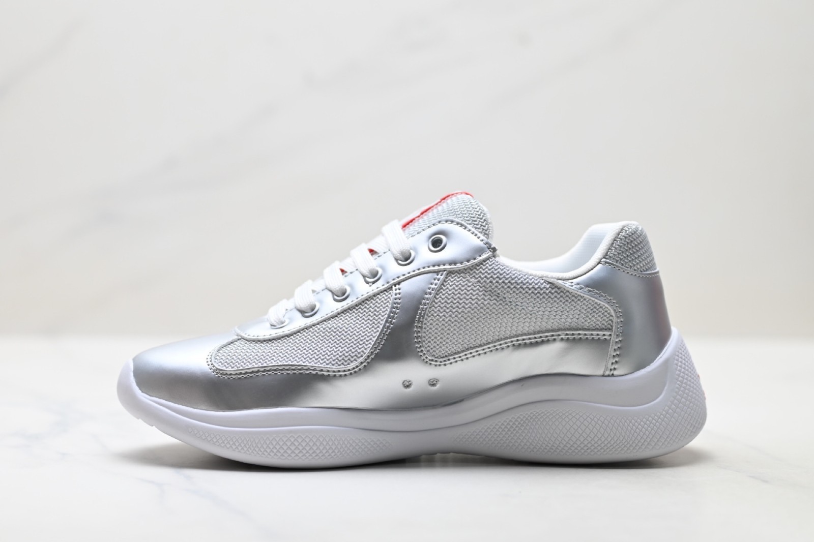 Prada America's Cup Silver-white comfortable casual shoes