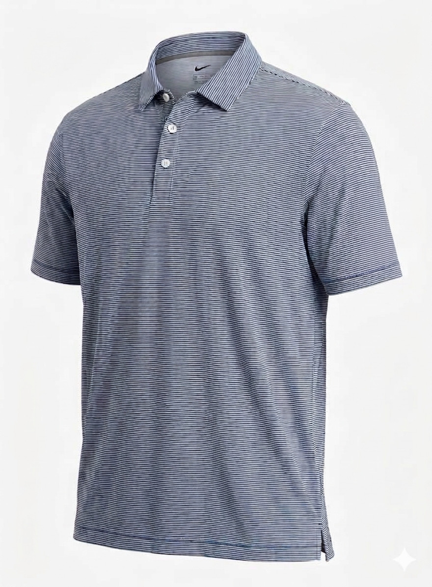 Nike Men’s L Blue/White Striped Short Sleeve Collared Polo Shirt CV3496-451