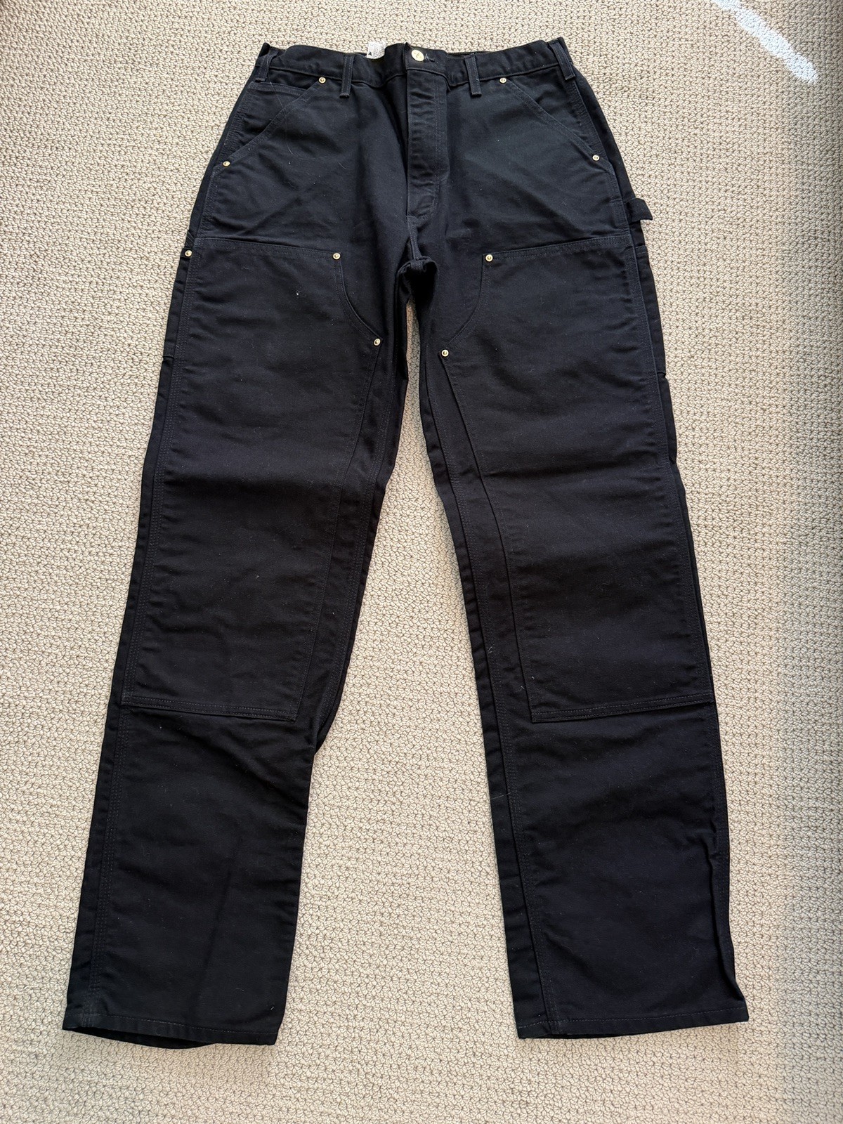 Carhartt B01 BLK Loose Original Fit Double Knee Work Pants Mens Size 34x34