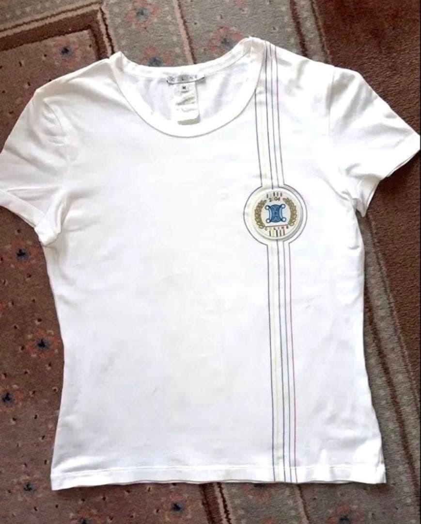 Celine T Shirt Tee 2004 Athens Olympics Triomphe Logo Size M Vintage White