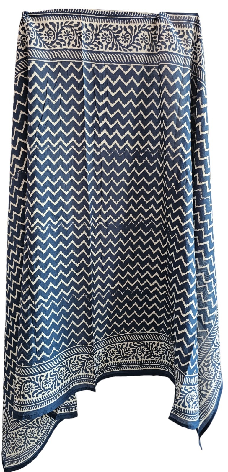 Traditional Indigo HandBlock Printed Cotton Sarong Pareo Beach Coverup for Women