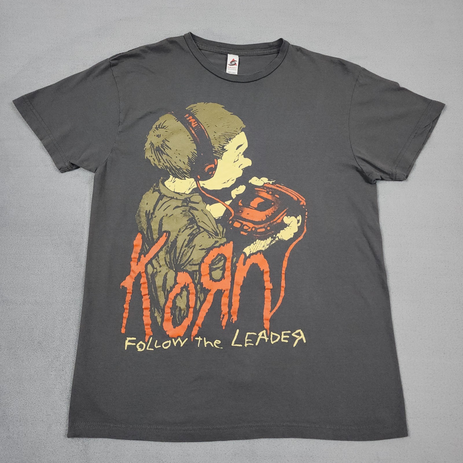 Korn Follow The Leader Shirt Mens Medium Gray Double Sided Graphic Band Nu Metal