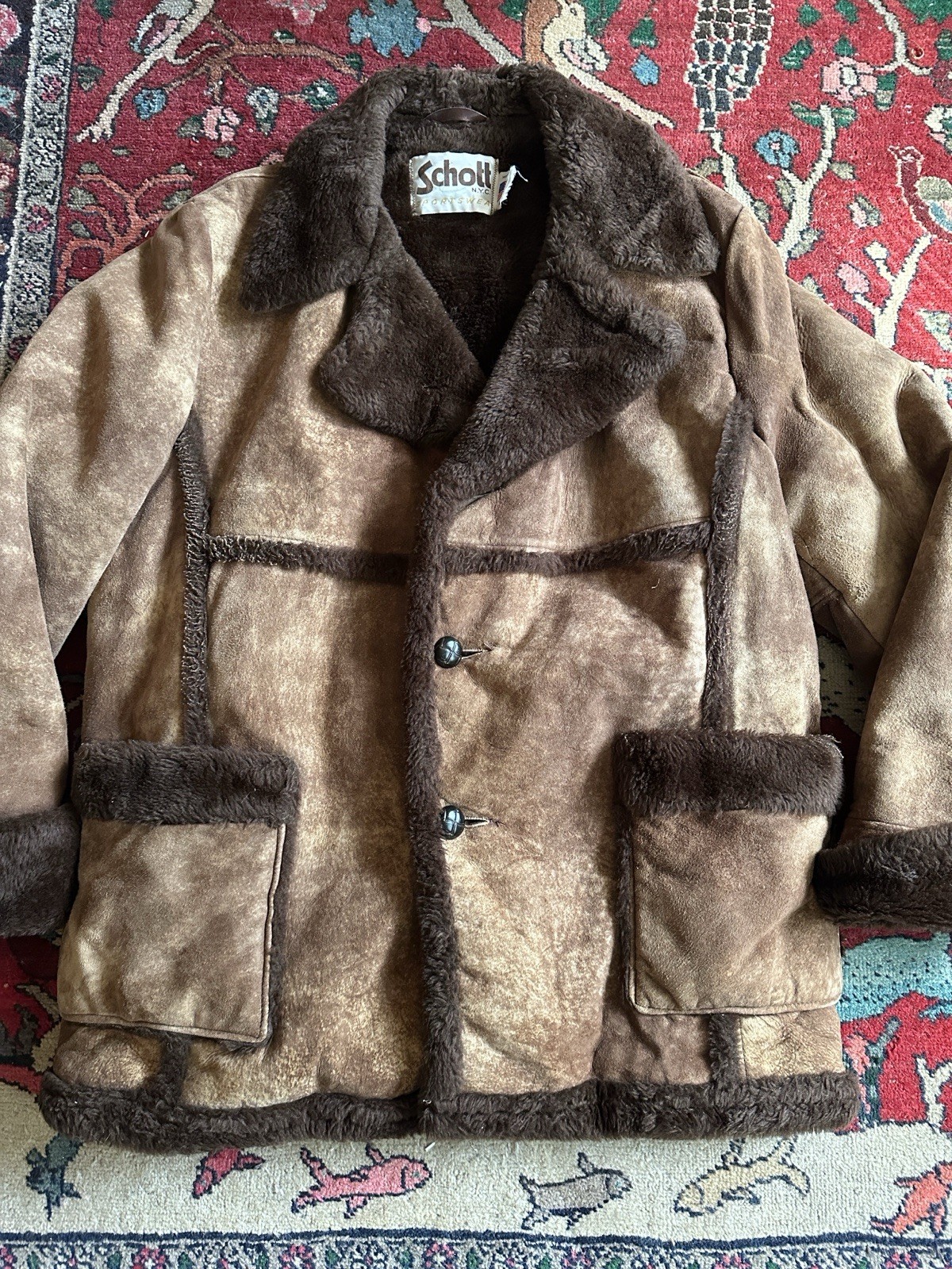 Vintage 70s Schott NYC Ranchers Marlboro Man Jacket Sheepskin