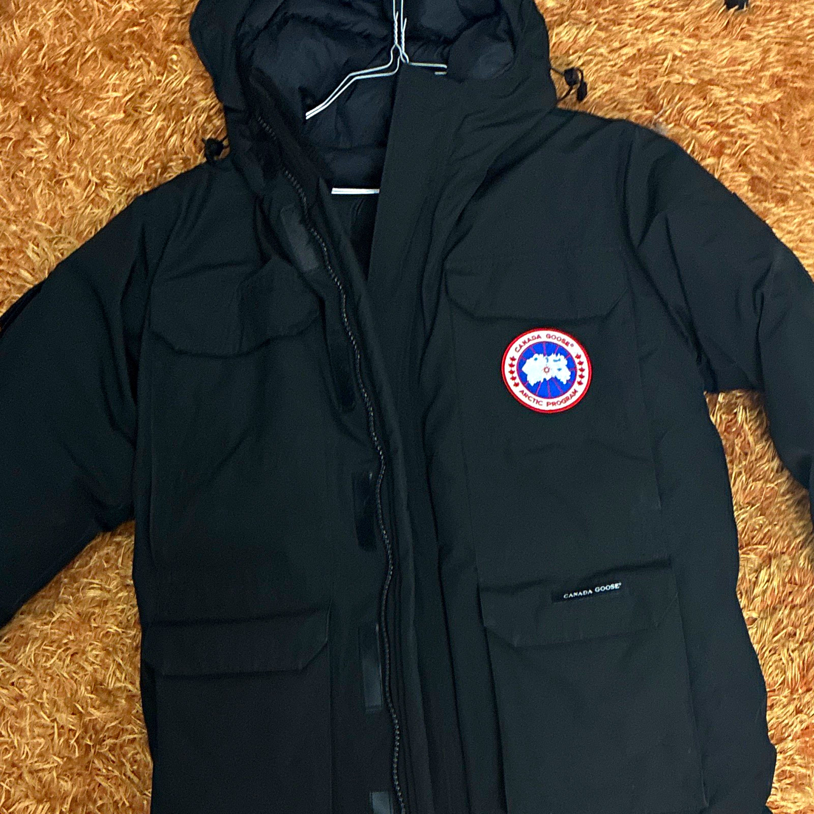 Canada Goose Expedition Men’s Black Parka Jacket Size L Hooded Zip Pockets 4660M