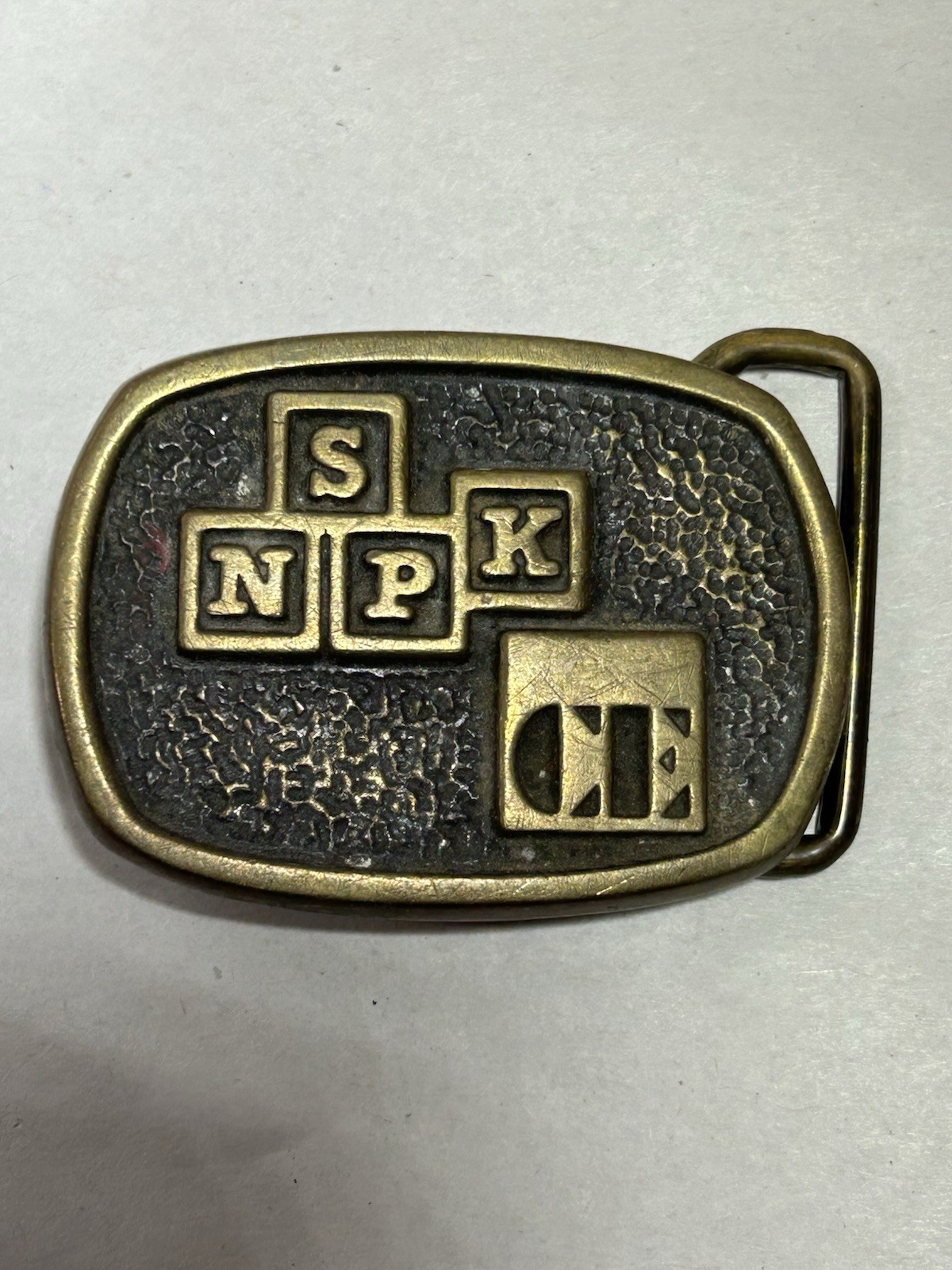 Vintage S N P K CE Brass Belt Buckle Solid Brass BTS Made In USA Collectible