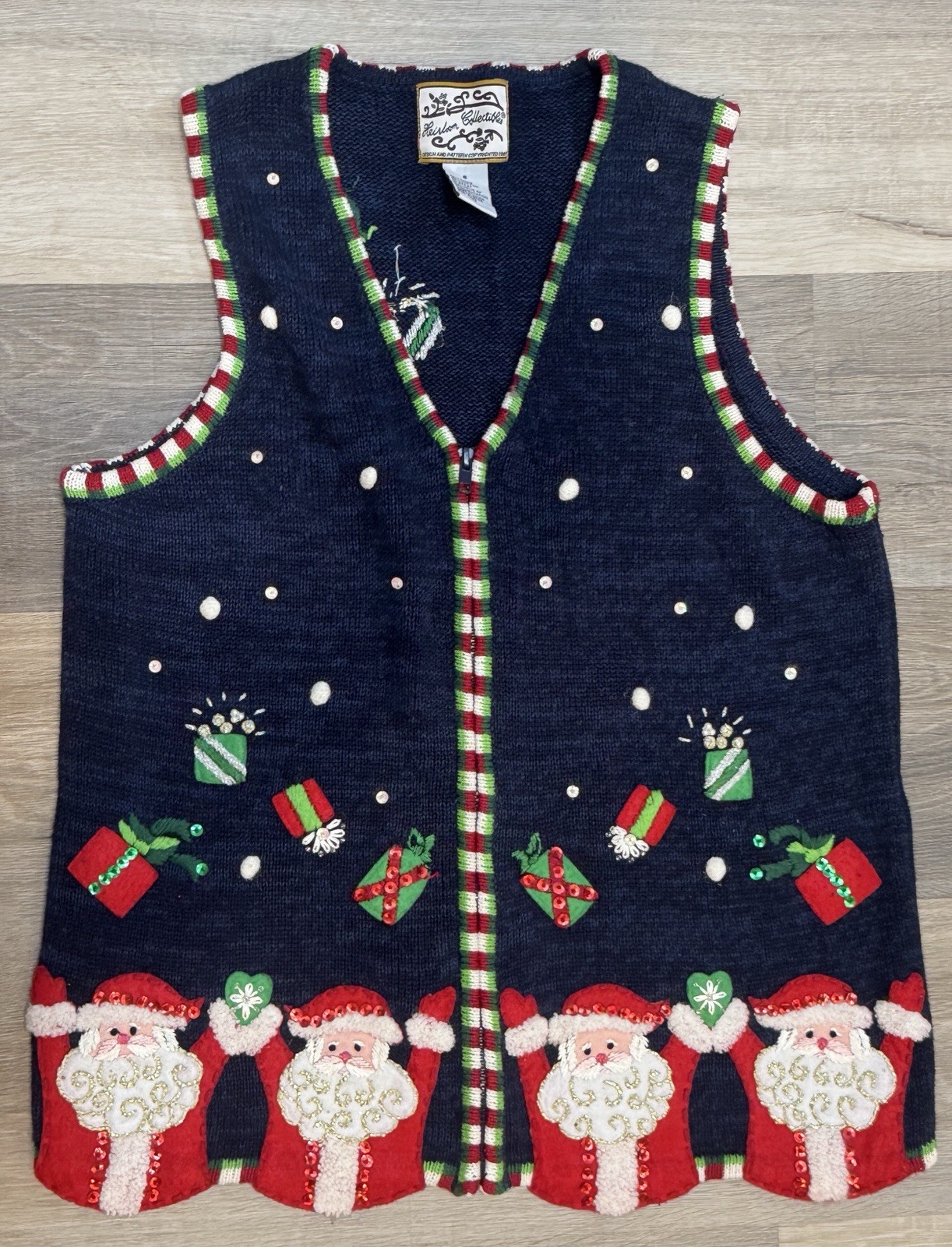 Vintage Heirloom Collectibles Ugly Christmas Santa Gifts Sweater Vest Womens S
