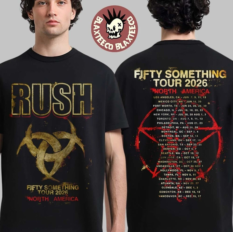 SALE Rush Stage Logo Fifty Something Tour 2026 Graphic T-Shirt S to 5XL