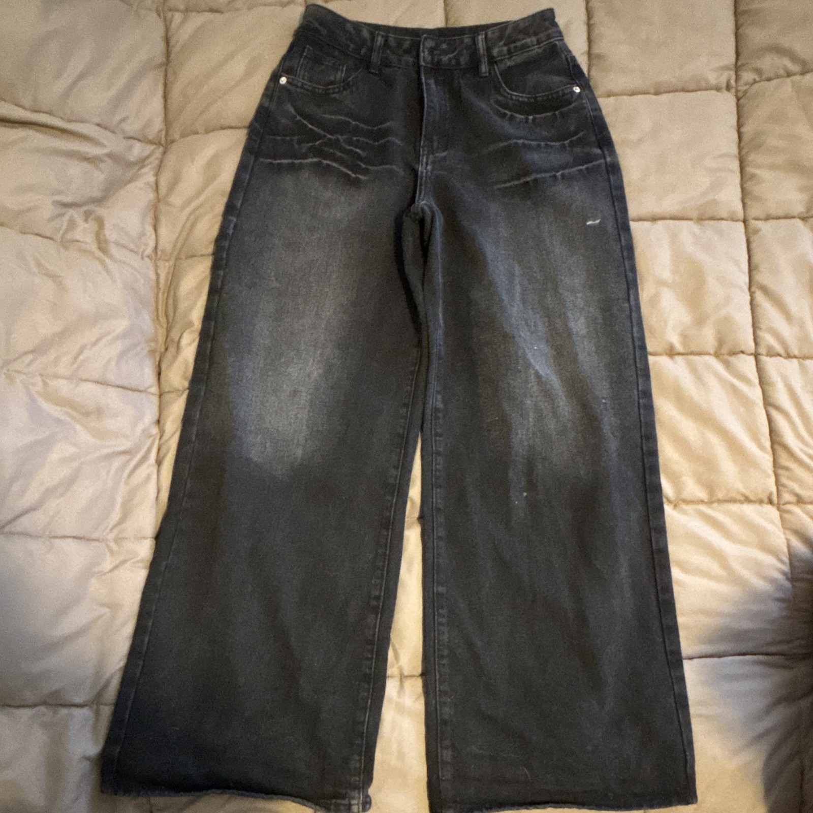 Black Y2K Vintage Grunge Skater Jeans Relaxed Fit, Loose