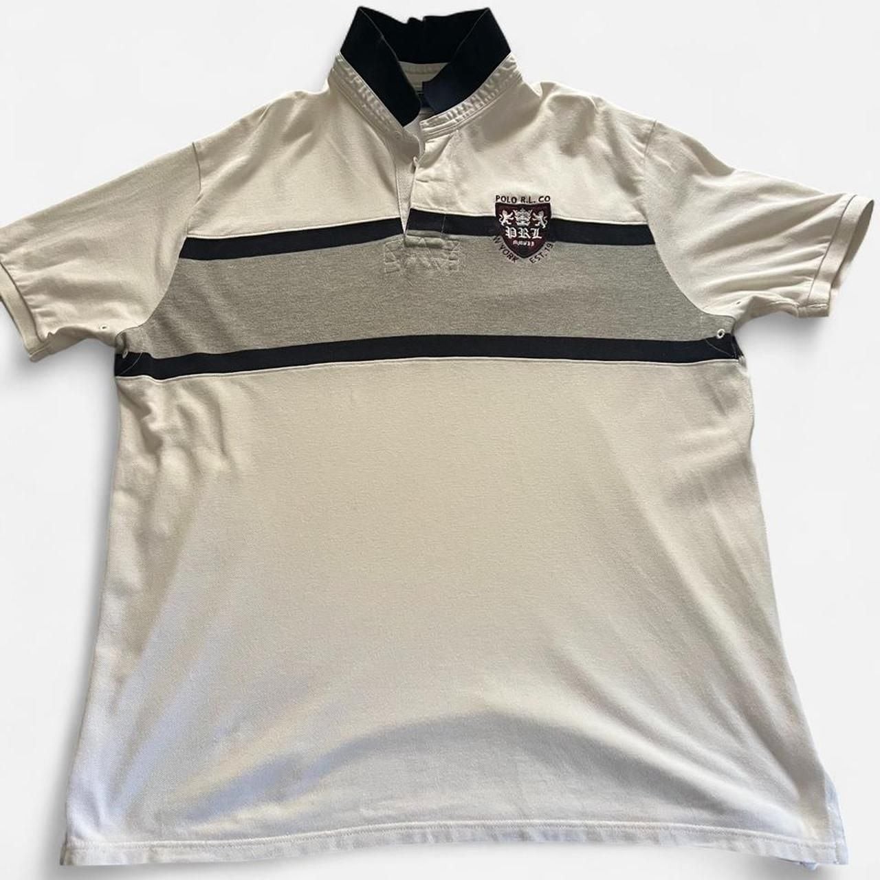 Polo by Ralph Lauren Crest Rugby Polo Shirt XL White Navy PRL Patch