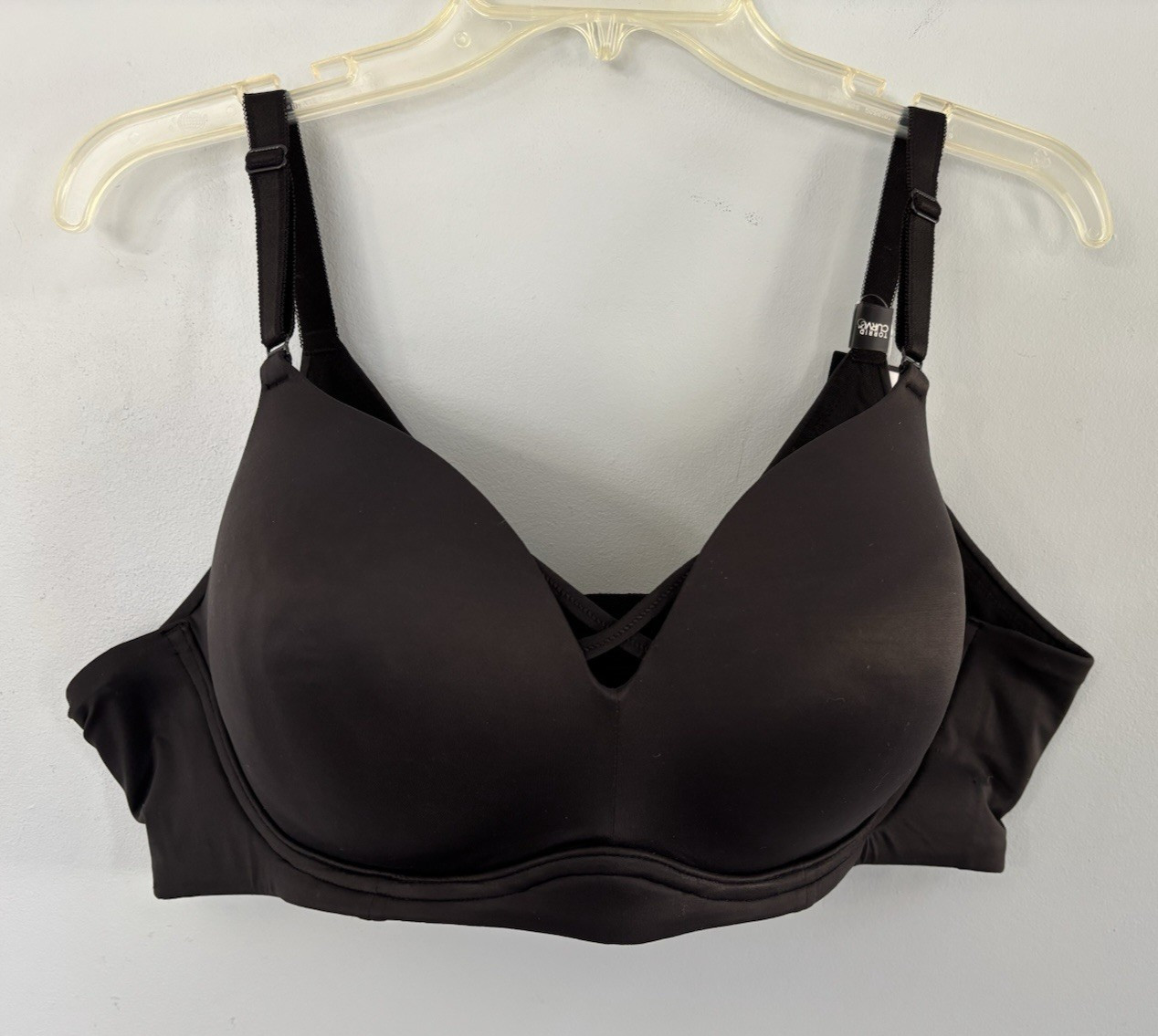 Torrid Curve Wire Free Push Up Plunge Bra Sz 44C Black Back Smoothing NWT $54.50