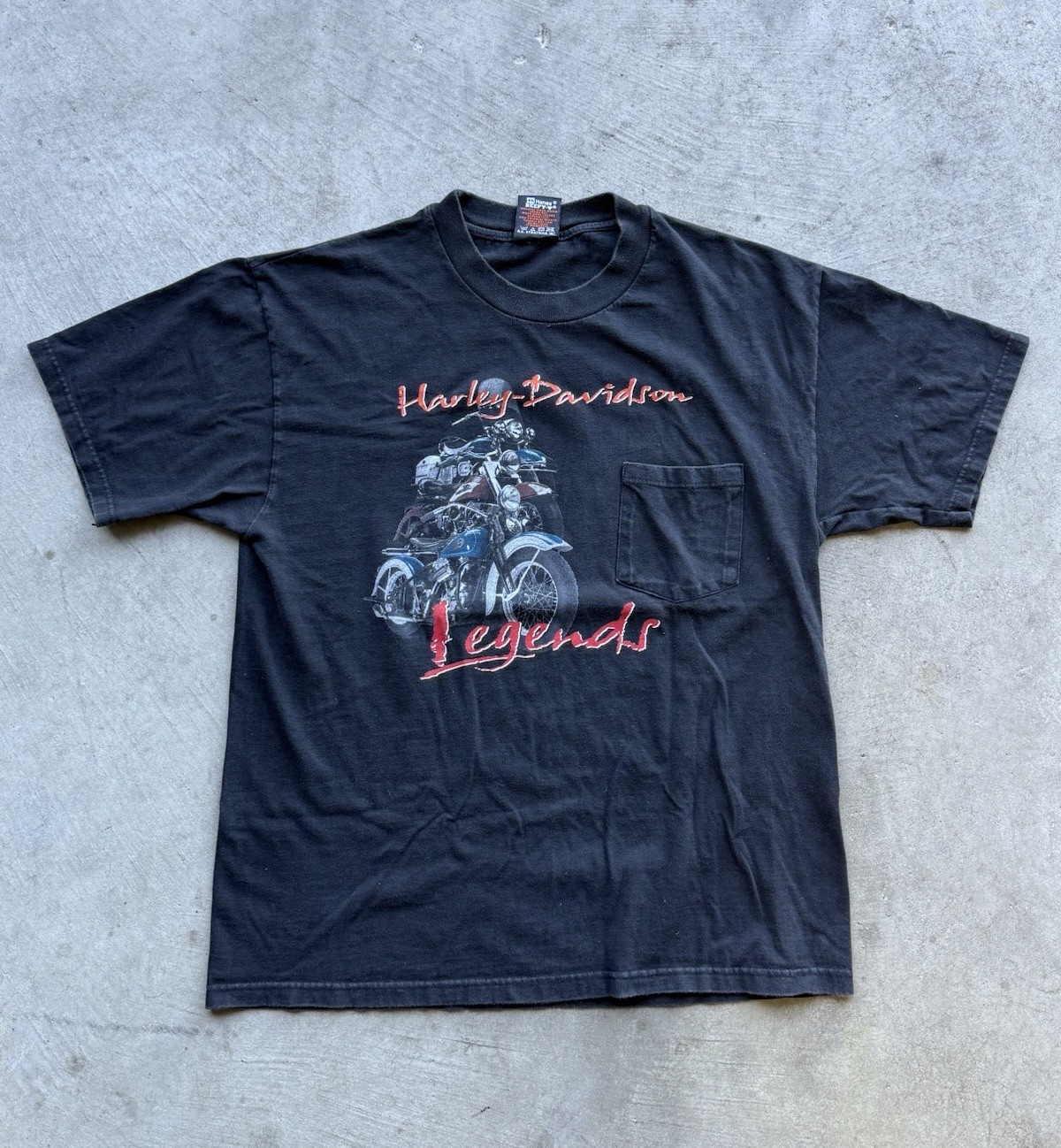 Vintage 1990s Harley Davidson Legends Pocket Beefy T-Shirt Biker Grunge 20x27 