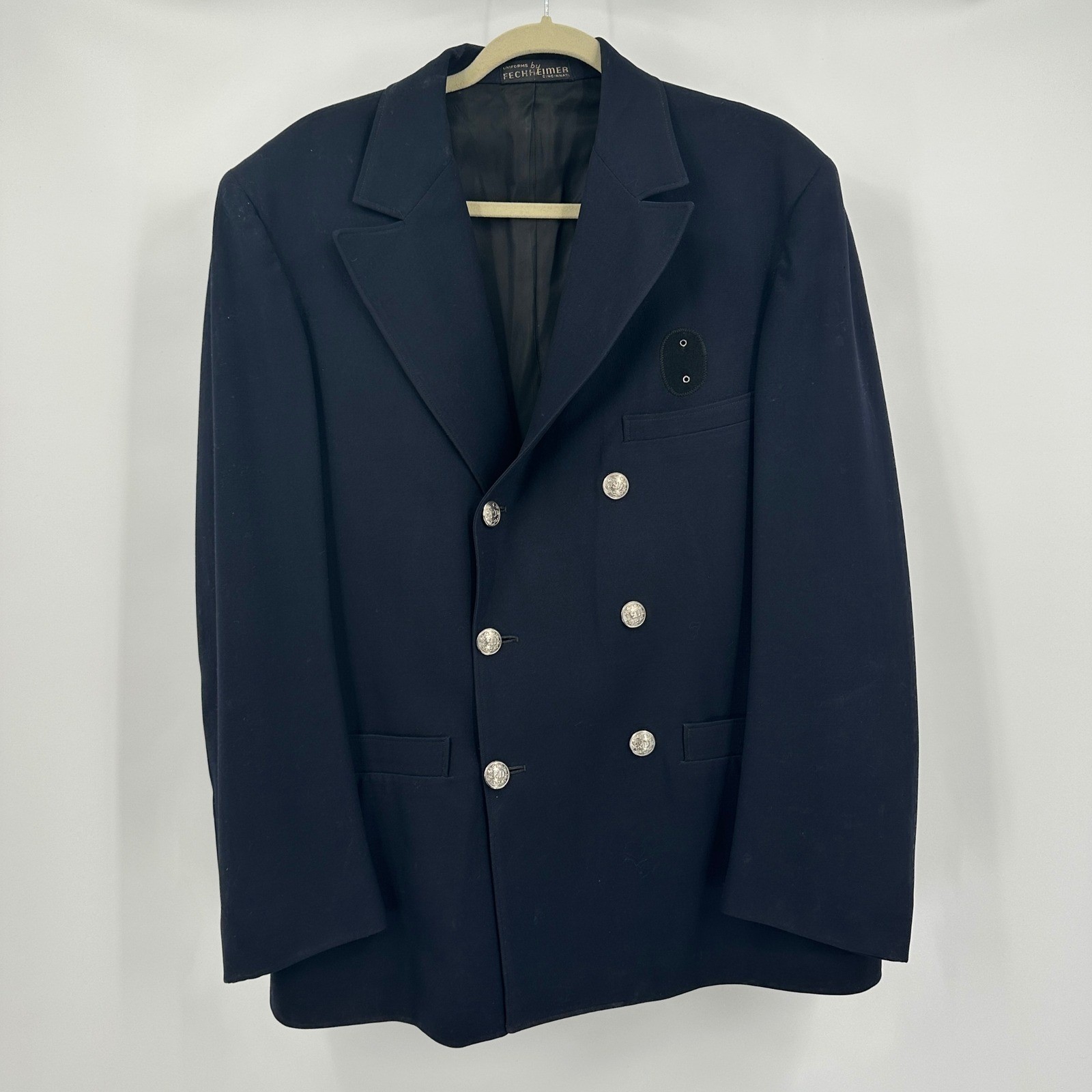 Vintage 1956 Fechheimer Bros Navy Blue Uniform Jacket Size 44R Mid Century 50s