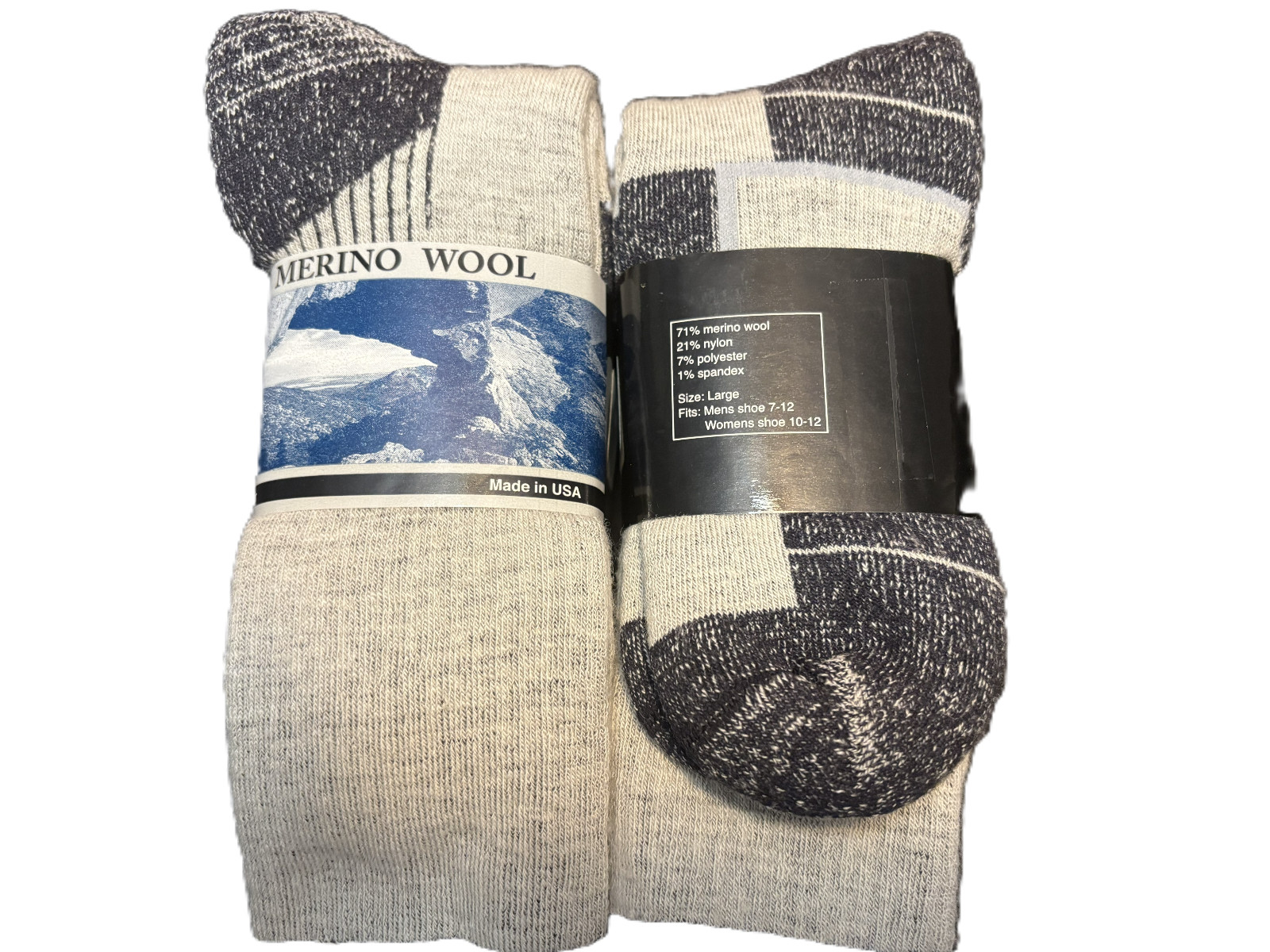6 Pair 71%Merinowool all day outdoor socks sz large 8-12