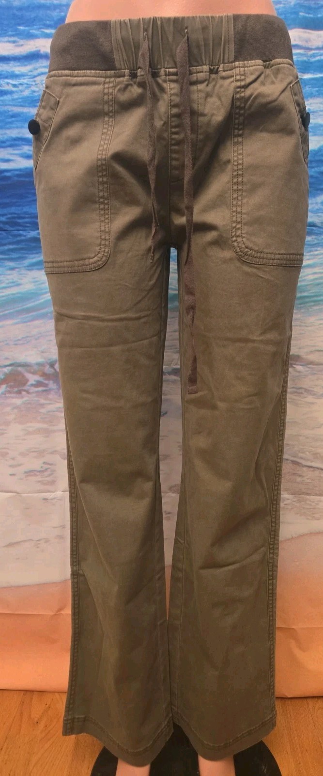 NWT Flamingals Drawstring Mid-Rise Straight-leg Pants Large 92003 30 Inseam